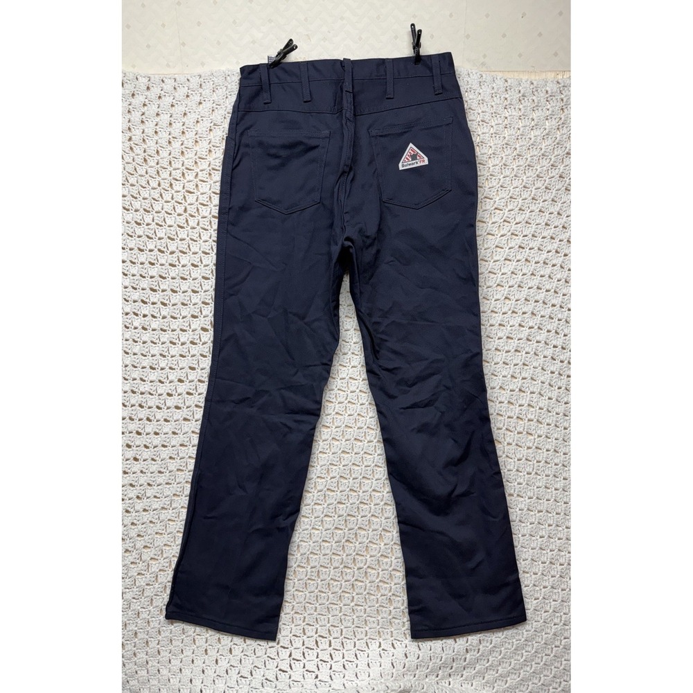 Bulwark FR Flame Resistant Work Pants Mens 34x37 Fits 32x32 Navy Blue Straight